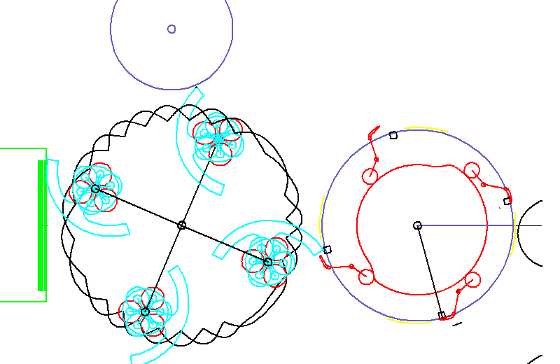 Bottle labeler with cams as an example for collision optimization Bottle labeler with cams as an example for collision optimization