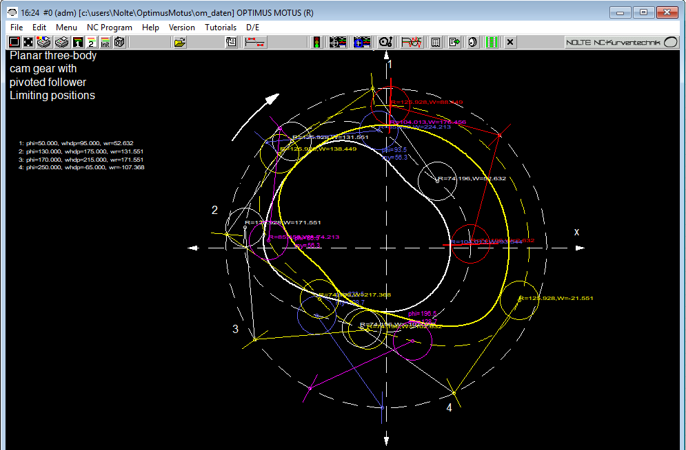 Cam design software OPTIMUS MOTUS from Nolte NC cam technology