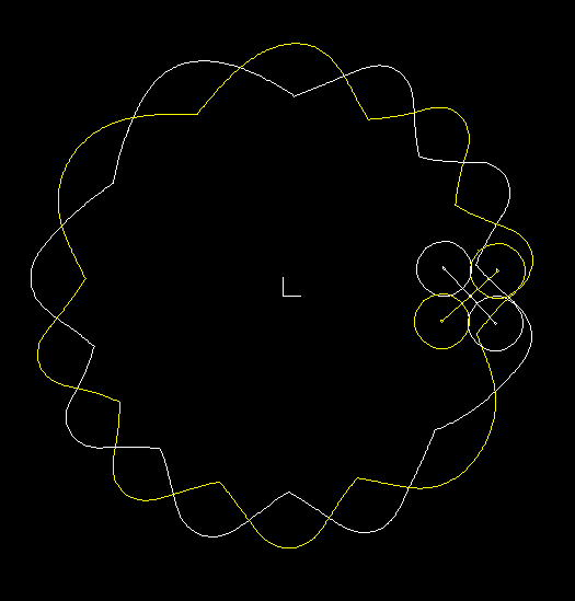 Parallel cam gears with inside cams, input and output shaft rotating in the same direction Parallel cam gears with inside cams, input and output shaft rotating in the same direction