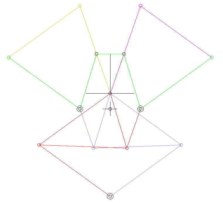 Theorem of Roberts / Tschebyschev: three different four-bar linkages generate the same coupler curve Theorem of Roberts / Tschebyschev: three different four-bar linkages generate the same coupler curve
