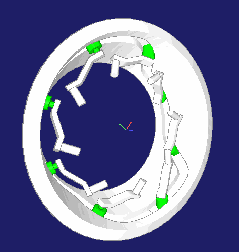 Example of a spatial kinematics (3D) with a frame-fixed cam and orbiting, spatially Example of a spatial kinematics (3D) with a frame-fixed cam and orbiting, spatially